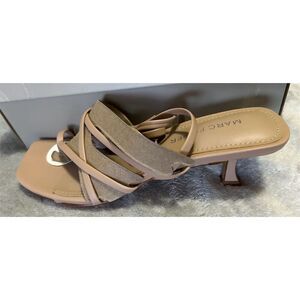 Marc Fisher Women's Beige Strappy Sandals Size 6M Kitten Heel Casual Spring NIB